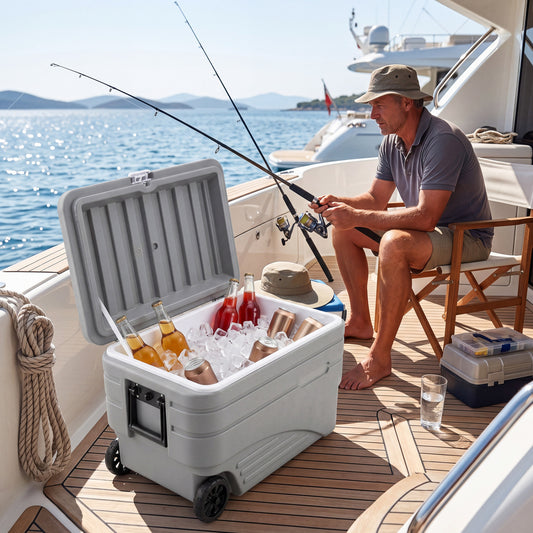 103 Qt Outdoor Portable Wheeled Ice Cooler, Gray Coolers Gray at Gallery Canada