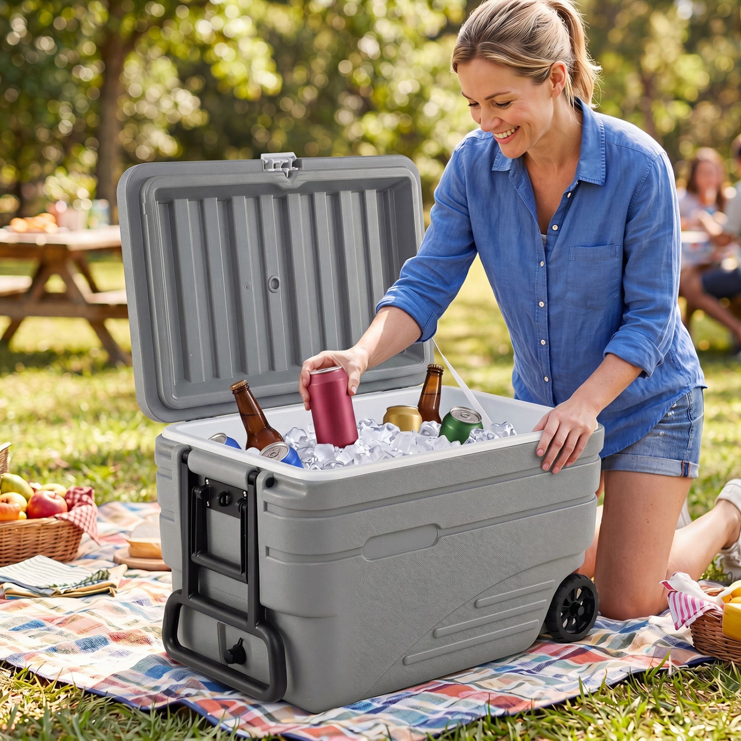103 Qt Outdoor Portable Wheeled Ice Cooler, Gray Coolers at Gallery Canada