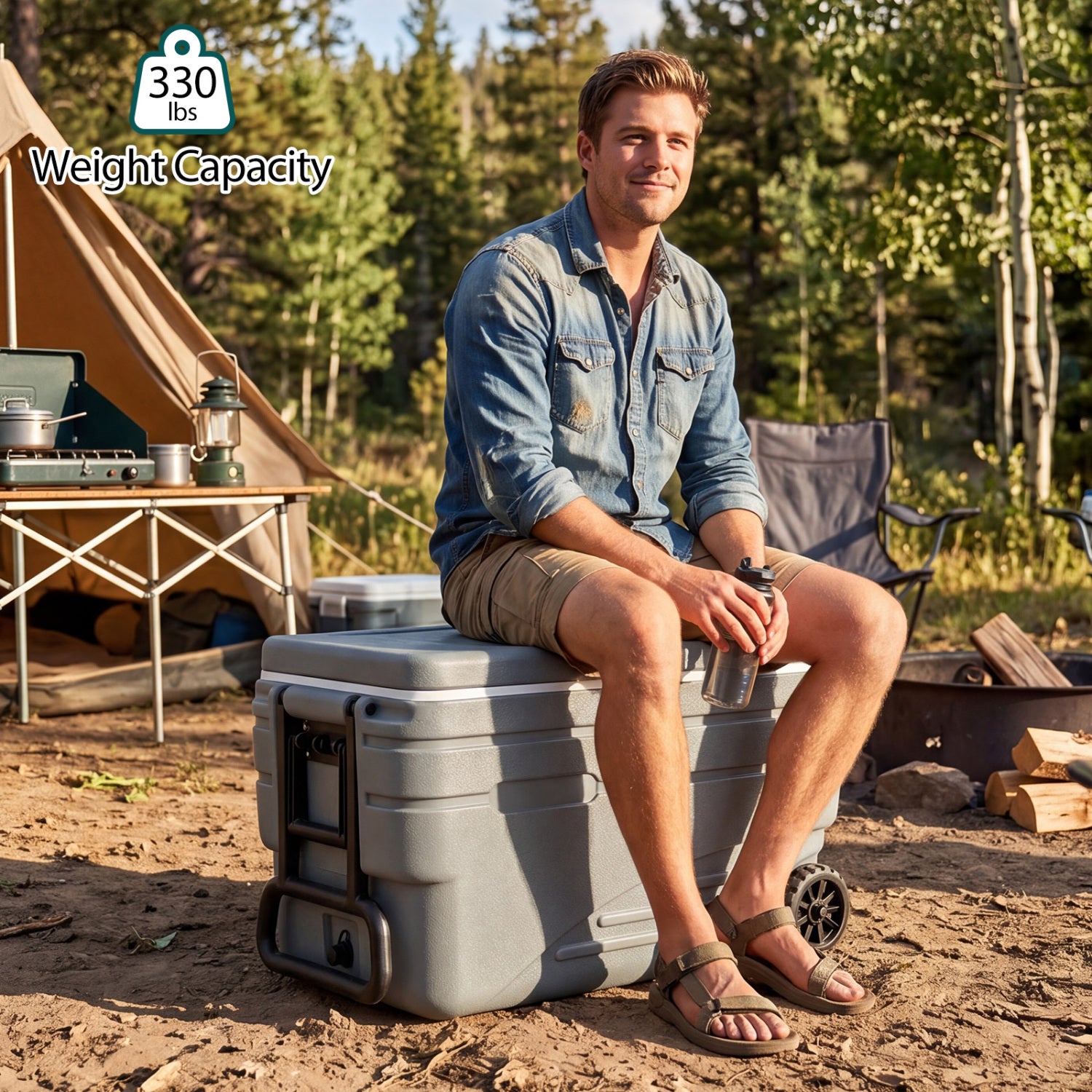 103 Qt Outdoor Portable Wheeled Ice Cooler, Gray Coolers at Gallery Canada