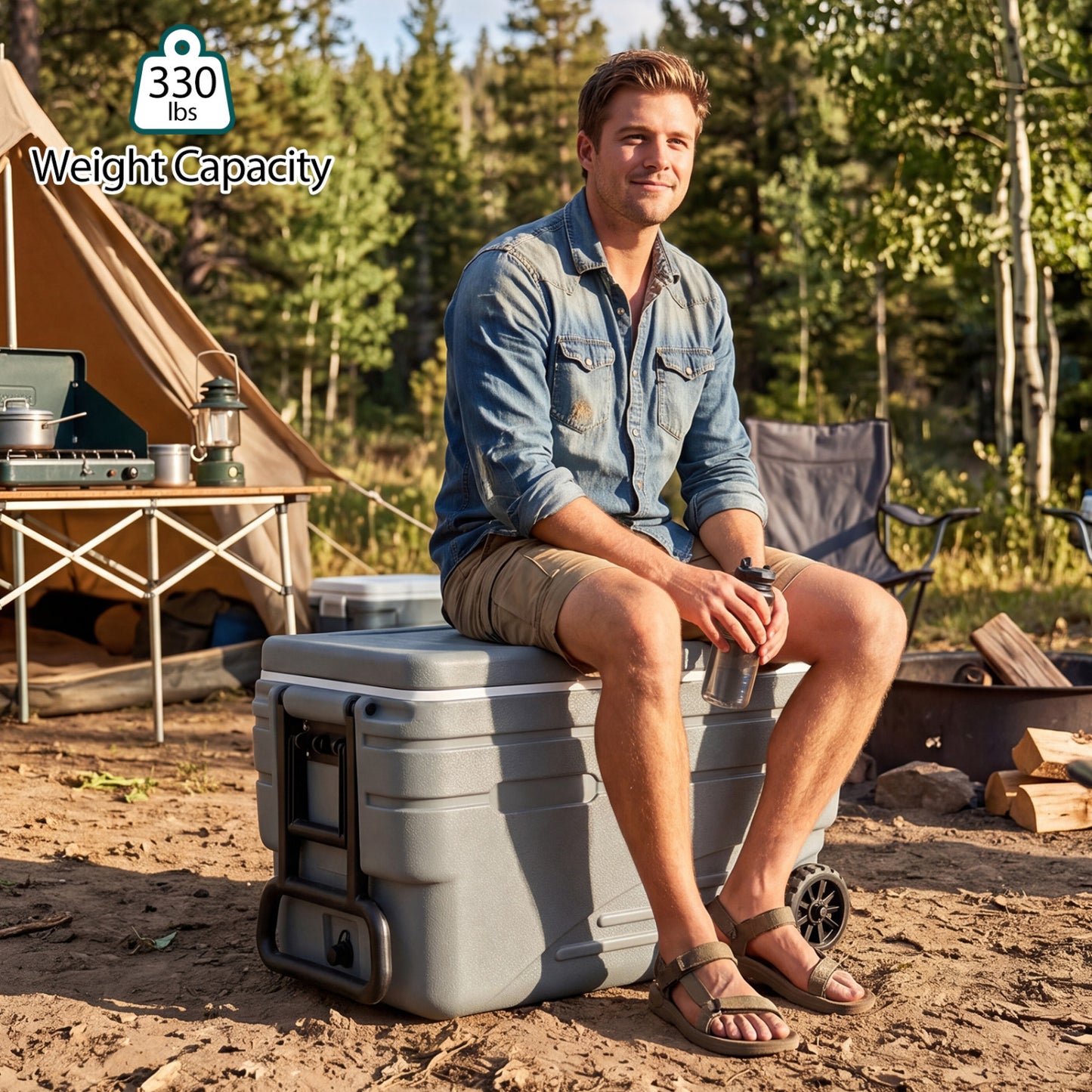 103 Qt Outdoor Portable Wheeled Ice Cooler, Gray Coolers at Gallery Canada