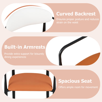 Modern Dining Chairs Set of 2 with Padded Seat and Curved Back, Orange Dining Chairs at Gallery Canada