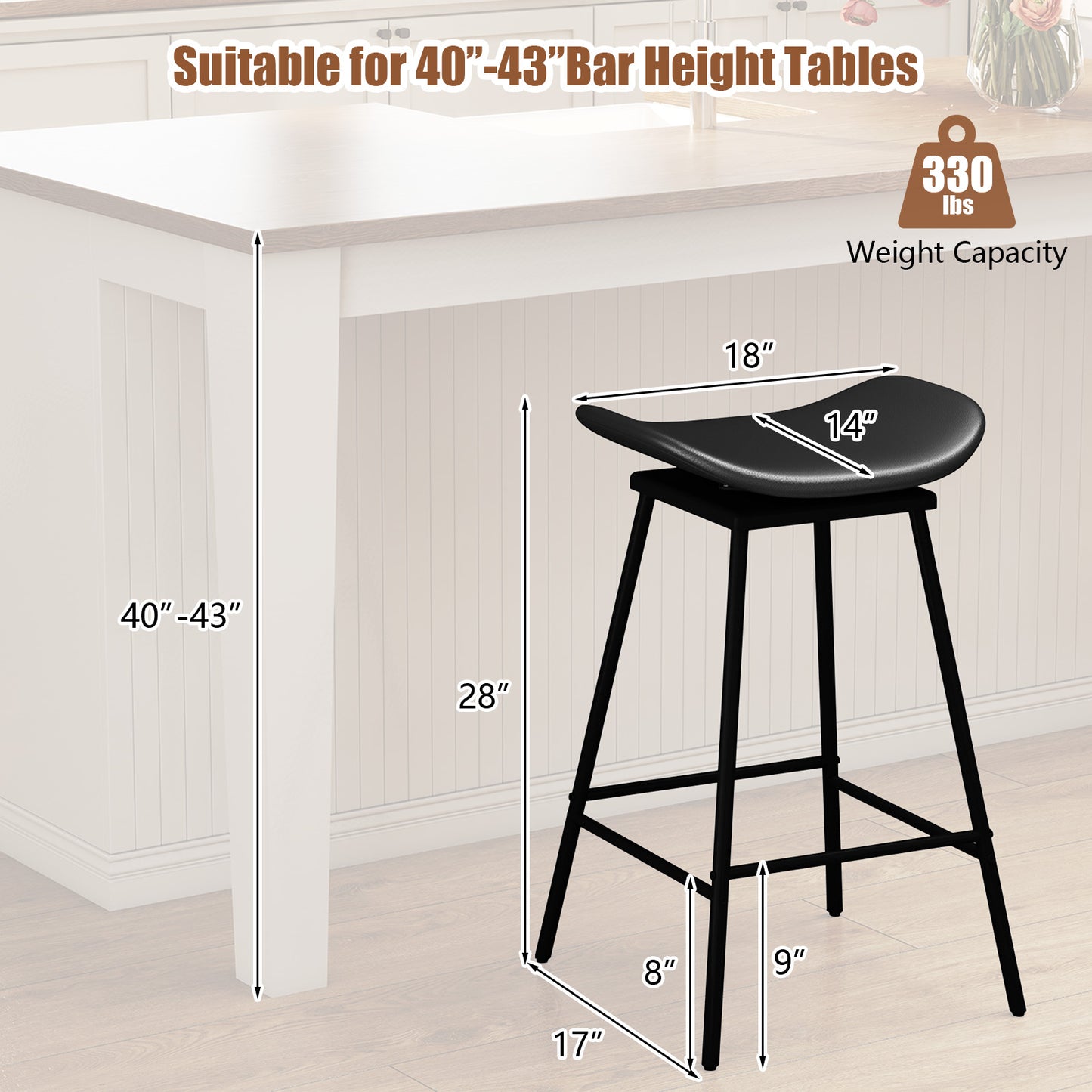 Set of 2 Swivel Barstools Faux Leather Upholstered Backless with Footrest, Black Bar Stools at Gallery Canada