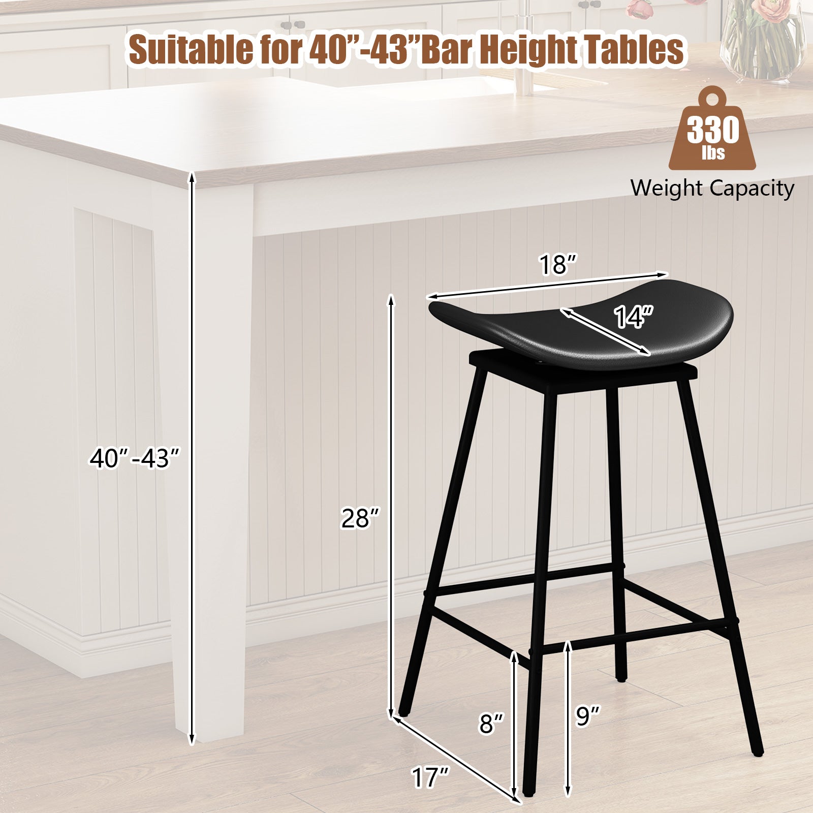 Set of 2 Swivel Barstools Faux Leather Upholstered Backless with Footrest, Black Bar Stools at Gallery Canada