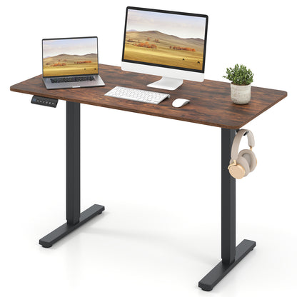 48 Inch x 24 Inch Ergonomic Electric Standing Desk with 3 Memory Settings for Home Office, Rustic Brown Standing Desks at Gallery Canada