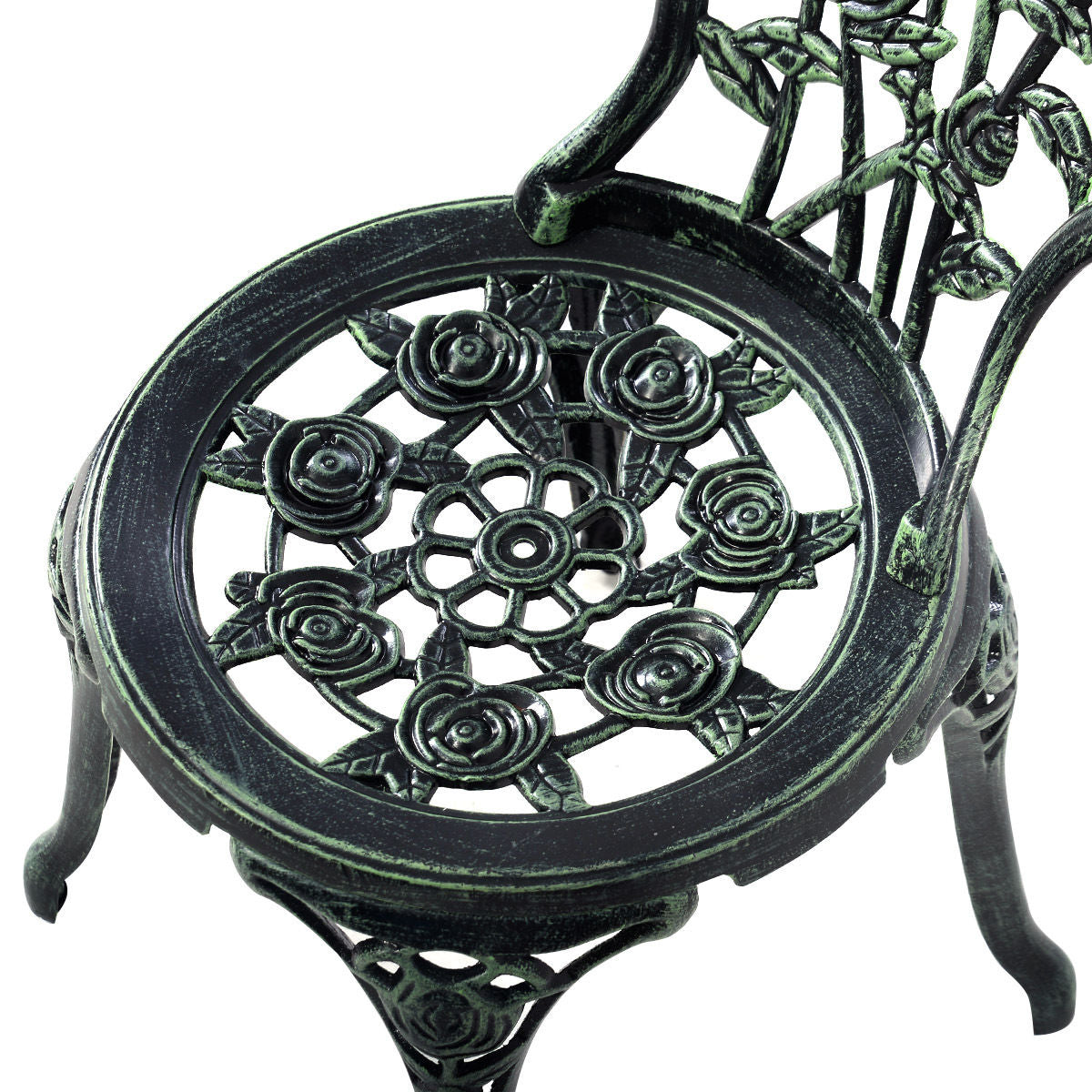 Outdoor Cast Aluminum Patio Furniture Set with Rose Design, Green Patio Conversation Sets at Gallery Canada