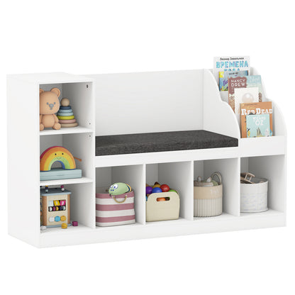Kids Bookcase with Reading Nook 3-in-1 Standing Toy Organizer, White Kids Storage at Gallery Canada