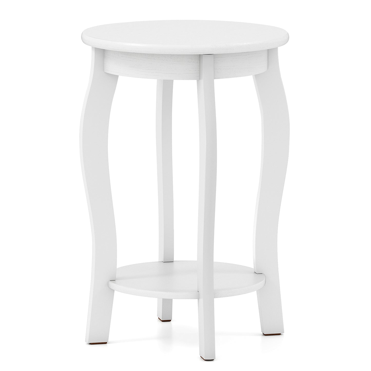 15 Inch 2-Tier Round End Table with Storage Shelf, White End & Side Tables White at Gallery Canada