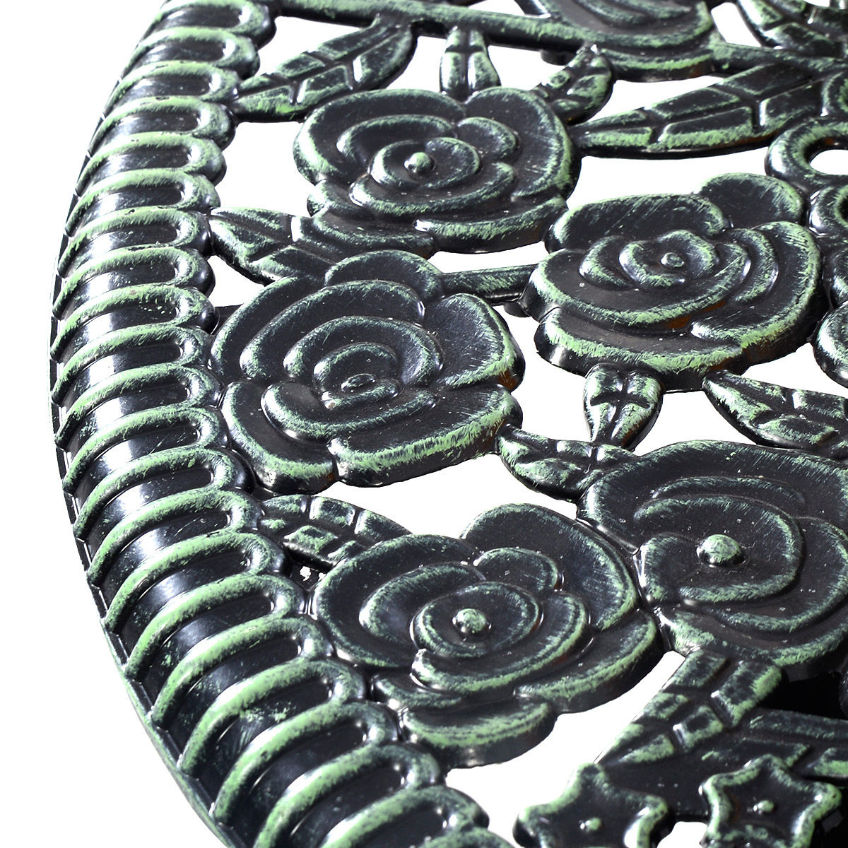 Outdoor Cast Aluminum Patio Furniture Set with Rose Design, Green Patio Conversation Sets at Gallery Canada
