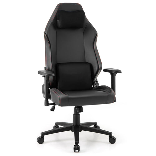 Ergonomic High Back Computer Chair, Magnetic Headrest, Lumbar Pillow, Black