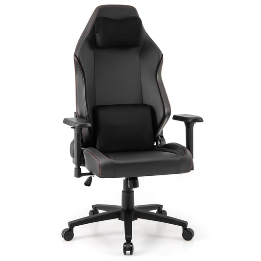 Ergonomic High Back Computer Chair, Magnetic Headrest, Lumbar Pillow, Black Gaming Chairs Black at Gallery Canada
