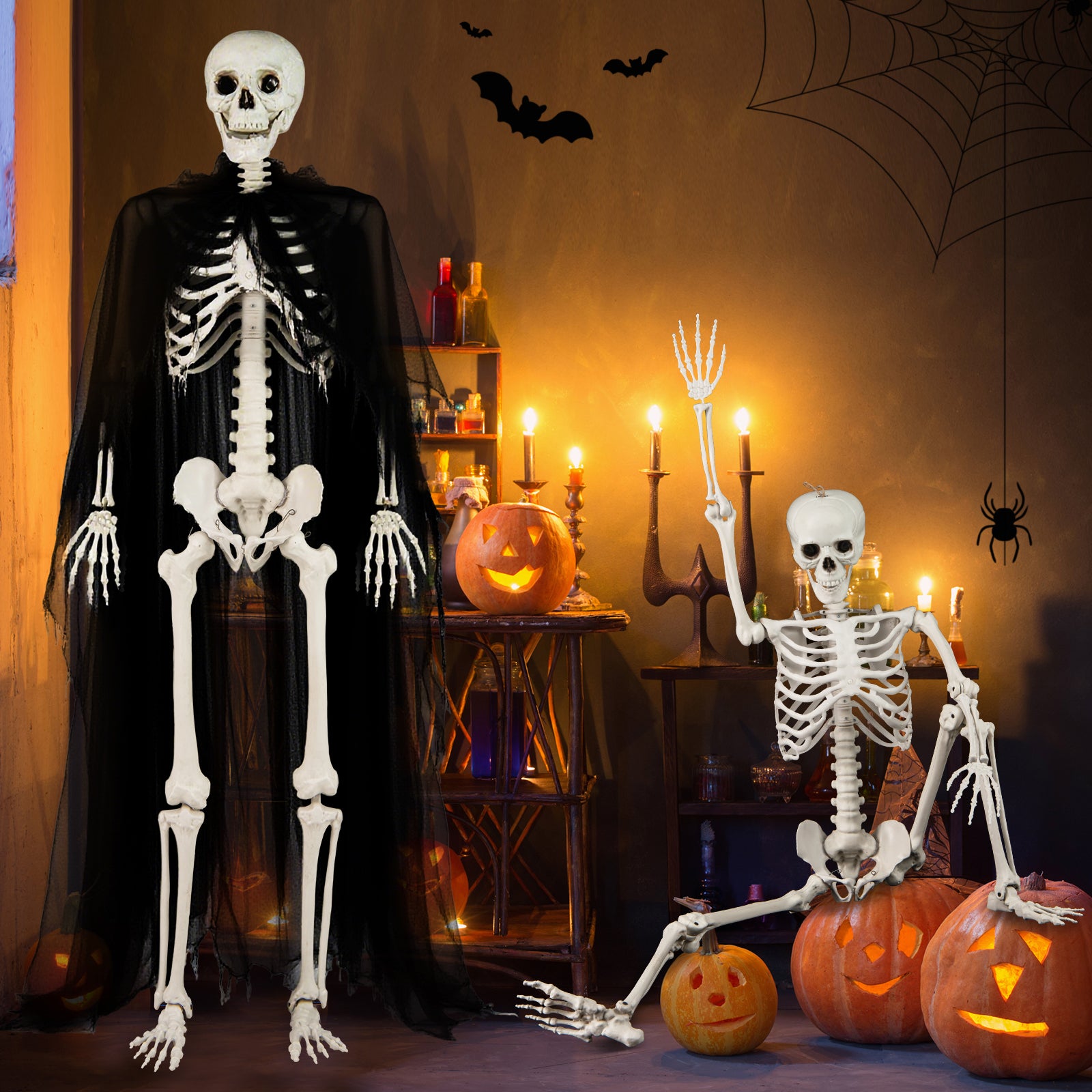 5.4 FT Life Size Large Halloween Skeleton Decoration, White Halloween at Gallery Canada