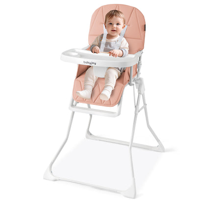 Easy Clean Compact Highchair with Removable Adjustable Tray and PU Seat Cushion, Pink Nursery Furniture at Gallery Canada