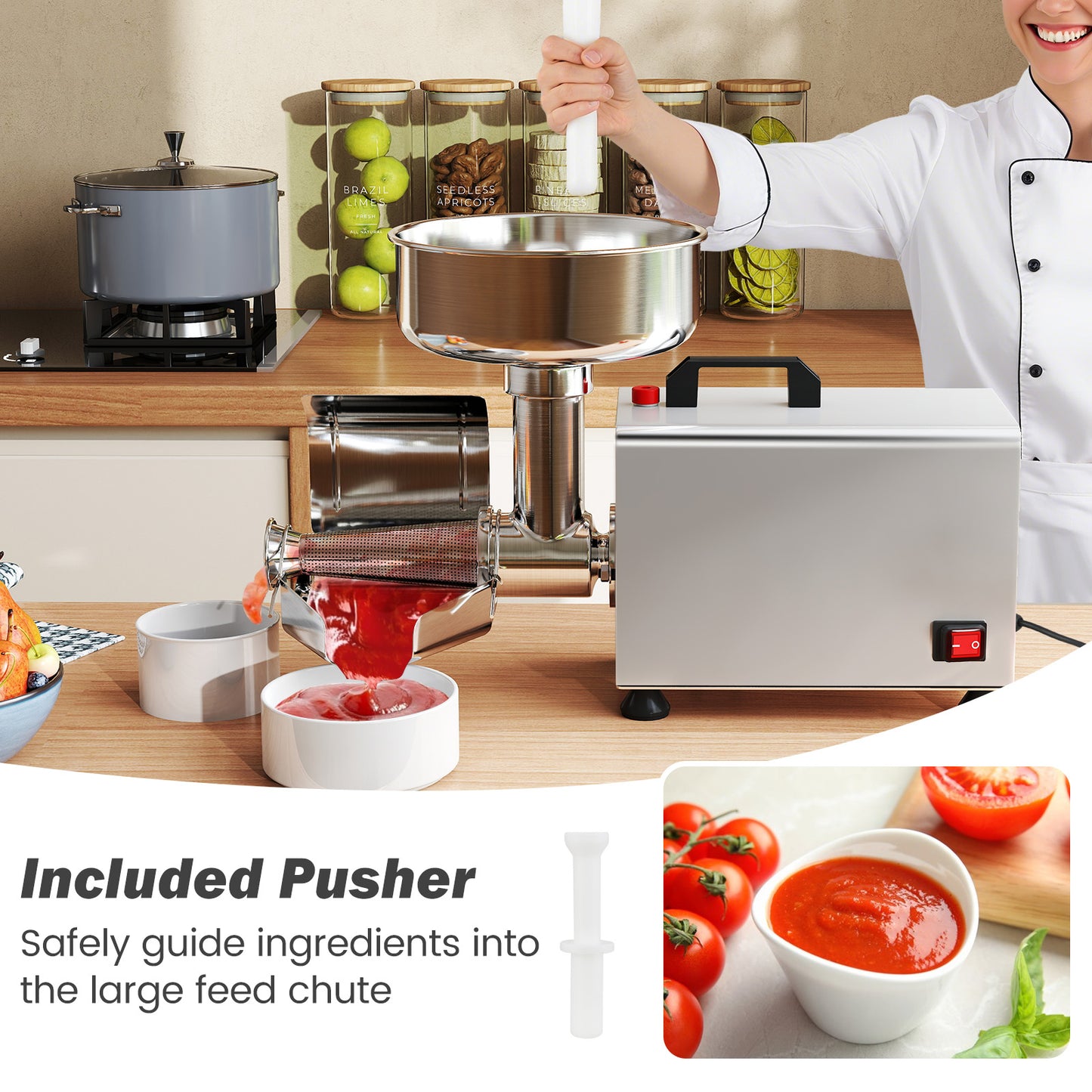 450W Electric Tomato Strainer, Stainless Steel Sauce Maker, Silver Food Grinders & Mills at Gallery Canada