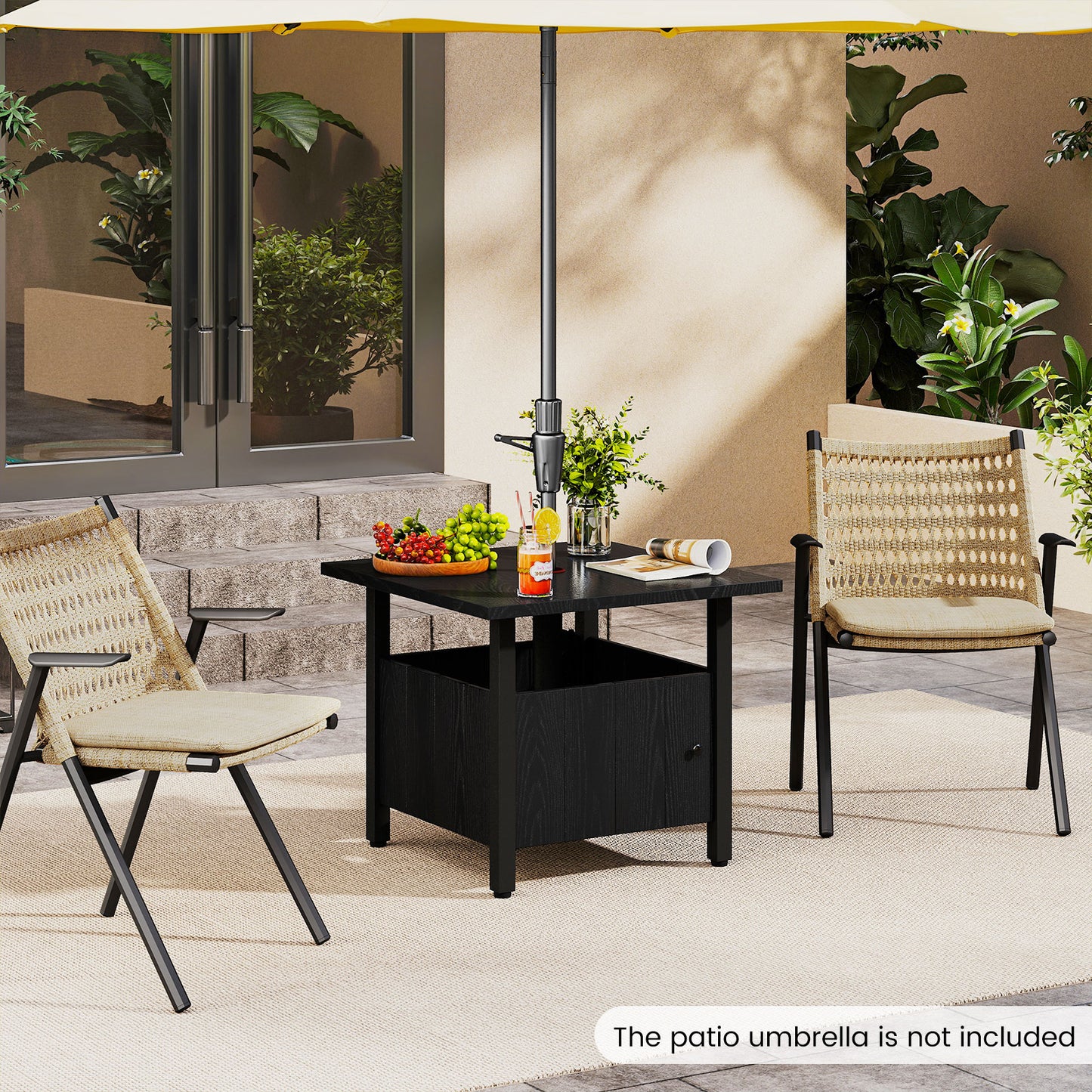 Outdoor Side Table with 1.89" Umbrella Hole Patio Umbrella Table Base Stand, Black Patio Coffee Tables at Gallery Canada