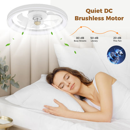 19 Inch Ceiling Fan Low Profile Flush Mount Fan with 3000-6500K Dimmable LED, White Ceiling Fans at Gallery Canada