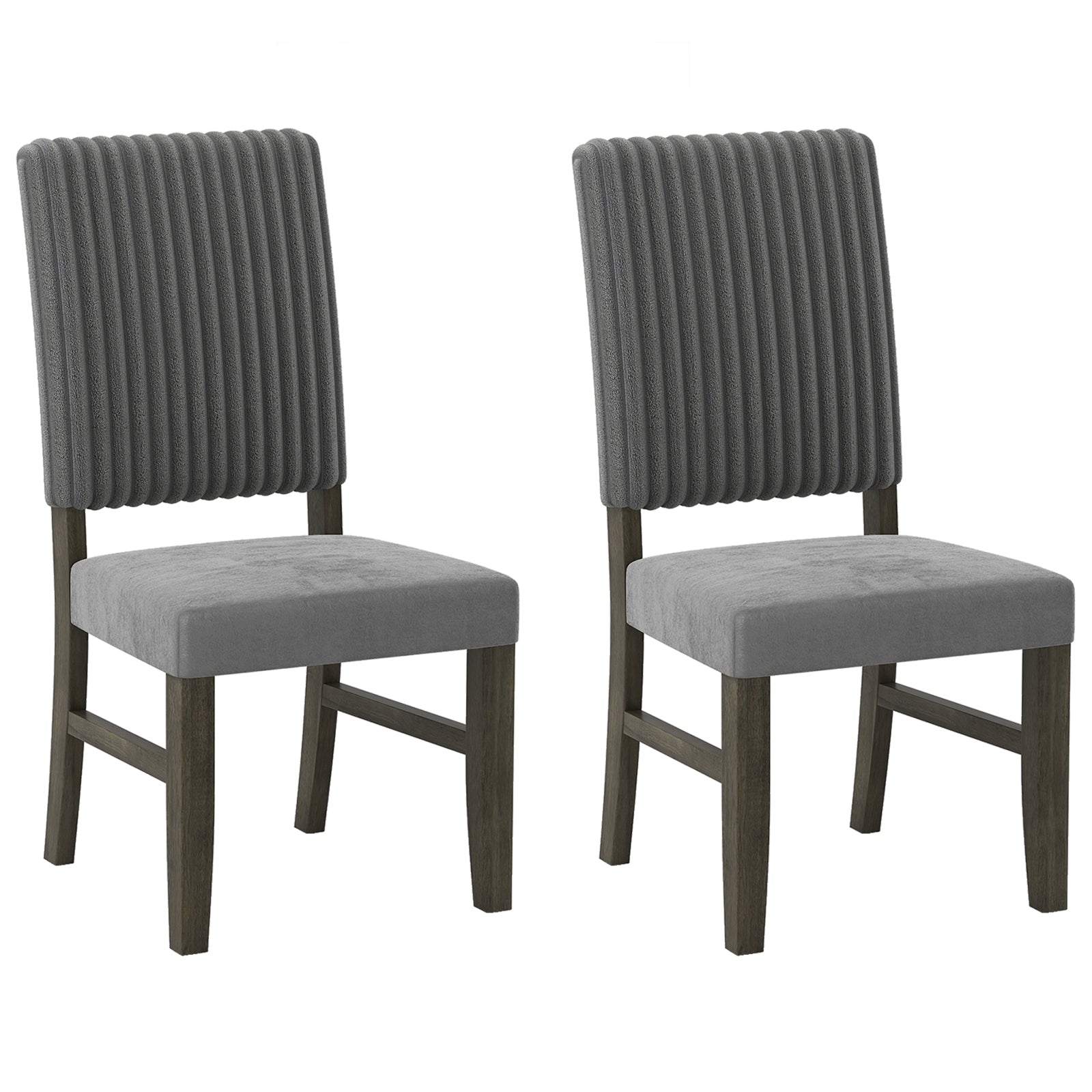Dining Chair Set of 2 Mid-Century Modern Velvet Fabric Upholstered Chairs-Grey, Gray Dining Chairs at Gallery Canada
