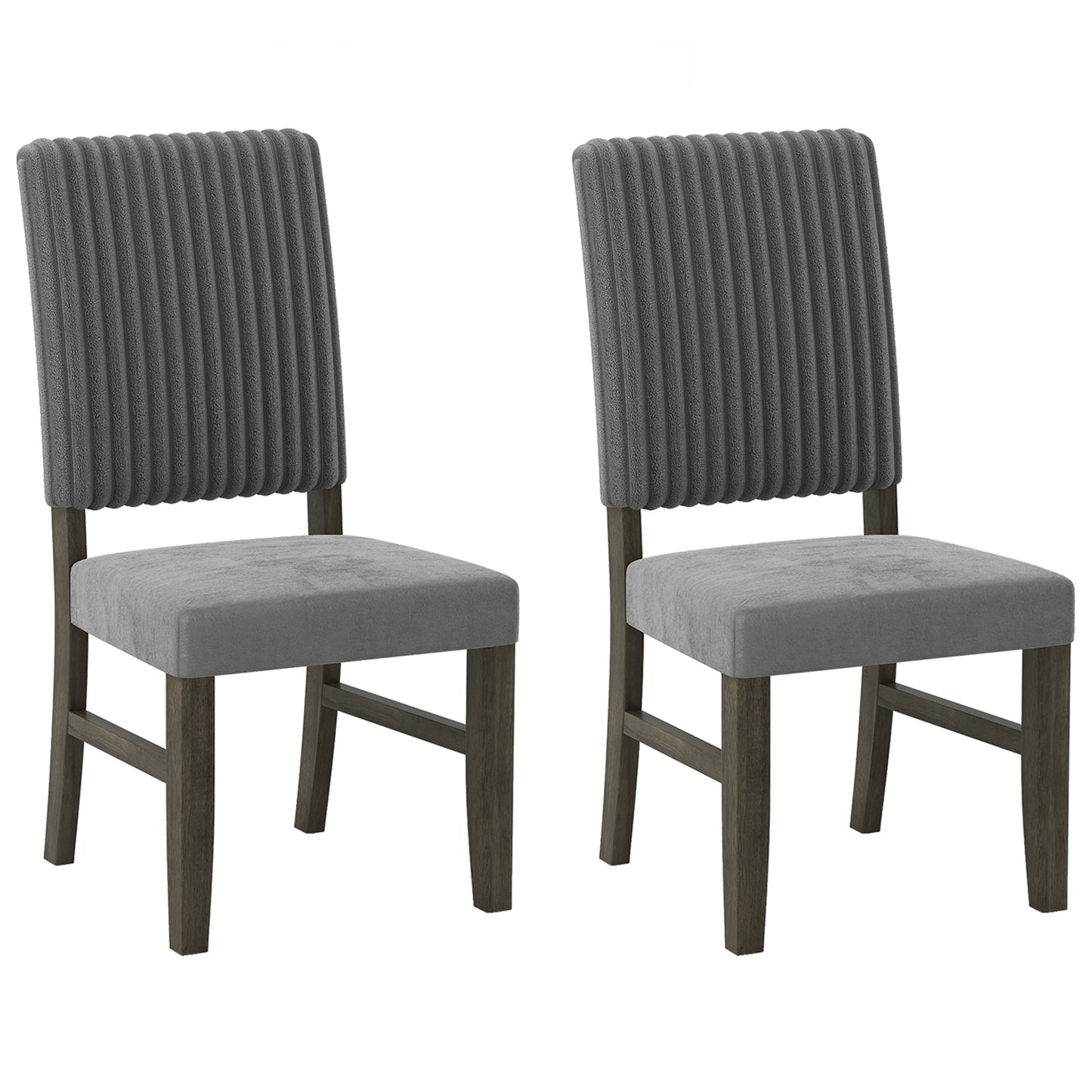 Dining Chair Set of 2 Mid-Century Modern Velvet Fabric Upholstered Chairs-Grey, Gray Dining Chairs at Gallery Canada