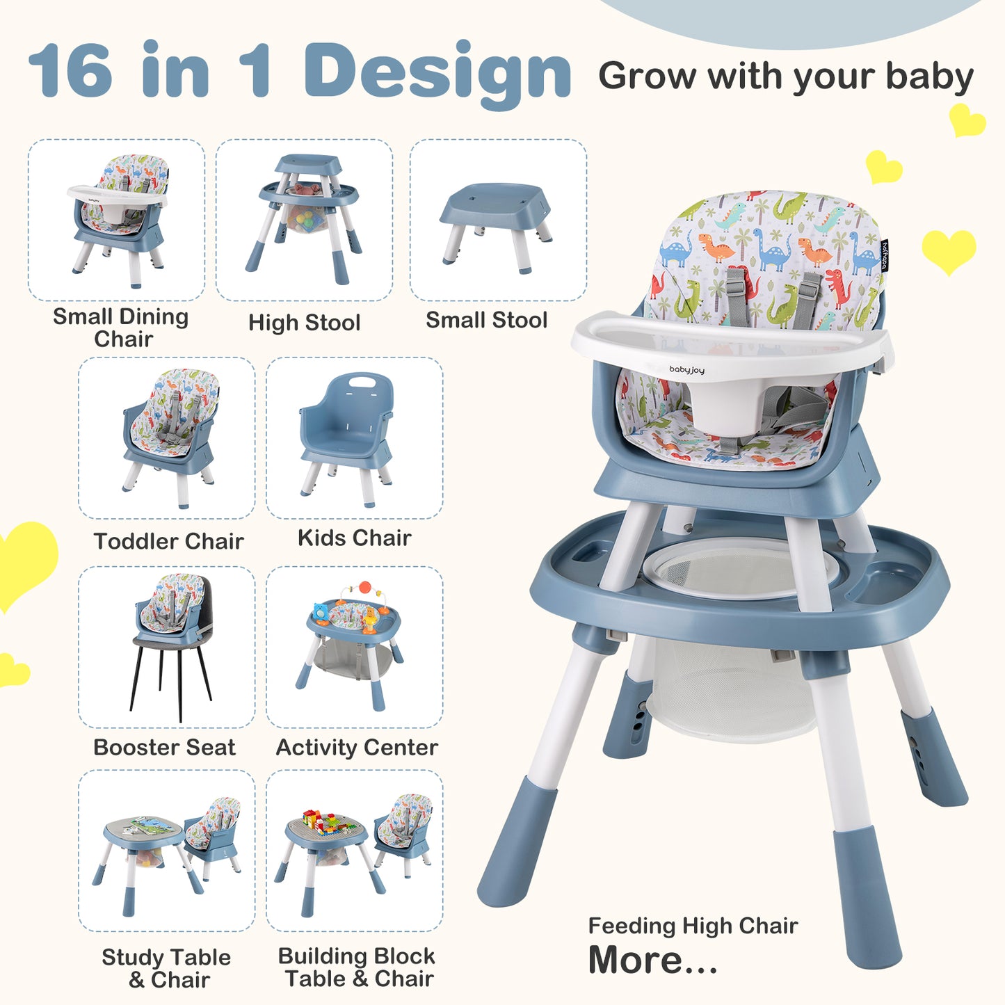 16-in-1 Baby High Chair with Activity Center and Booster Seat for Babies and Toddlers-Celadon, Green High Chairs at Gallery Canada