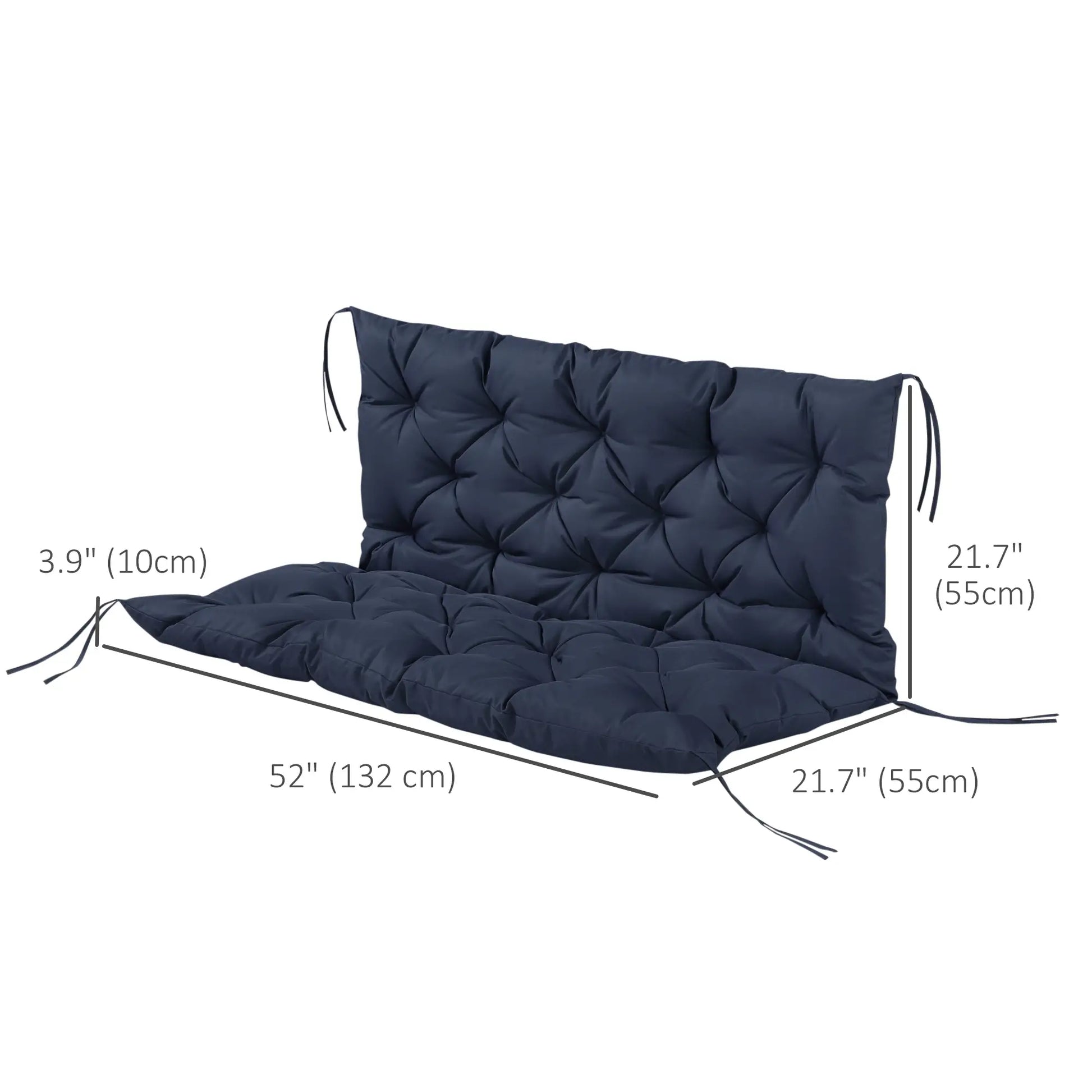 2 Seater Garden Bench Cushion, Thick Outdoor Non-Slip, 52" x 43" x 4", Navy Blue Patio Chair Cushions at Gallery Canada