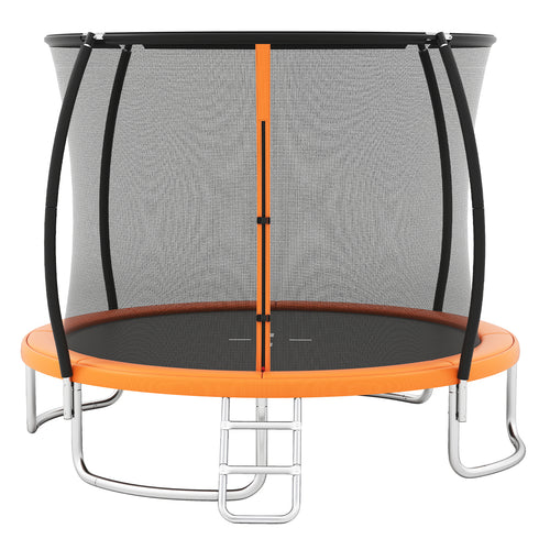 10FT Outdoor Trampoline Heavy-Duty Recreational Trampoline with Safety Enclosure Net, Orange