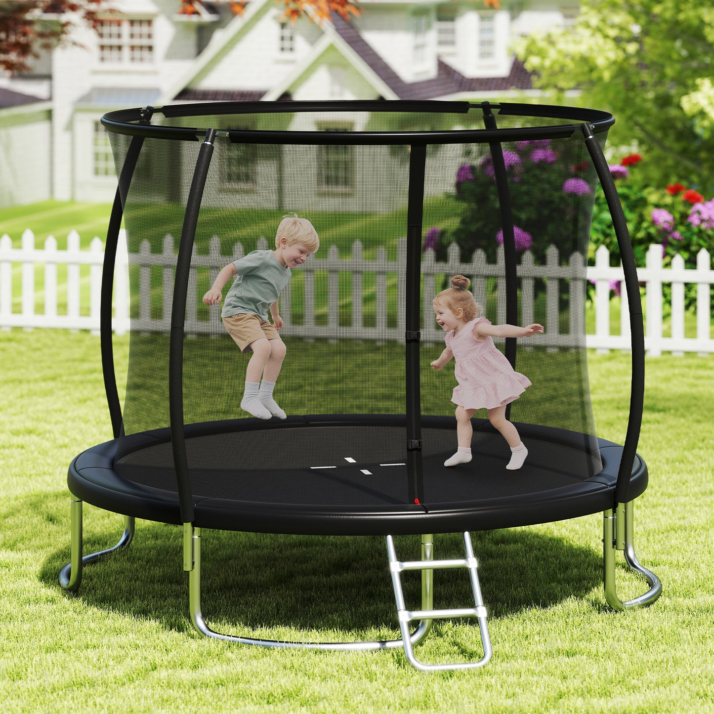 10FT Outdoor Trampoline Heavy-Duty Recreational Trampoline with Safety Enclosure Net, Black Trampolines at Gallery Canada