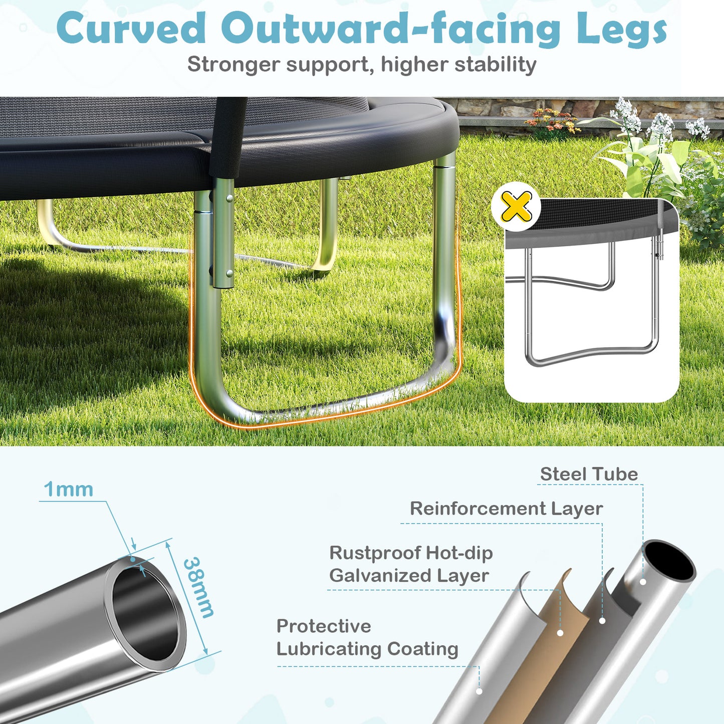 10FT Outdoor Trampoline Heavy-Duty Recreational Trampoline with Safety Enclosure Net, Black Trampolines at Gallery Canada