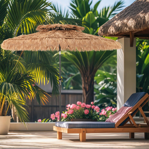10FT 2-Tier Tiki Umbrella with 8 Ribs, Brown