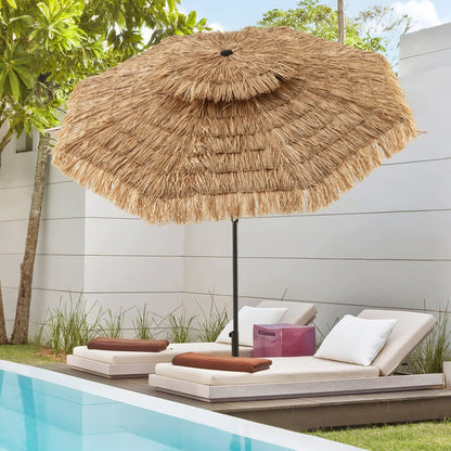 10FT 2-Tier Tiki Umbrella with 8 Ribs, Brown