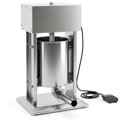10L Poussoir à Saucisses Électrique, 4 Tubes, Pédale, Argent