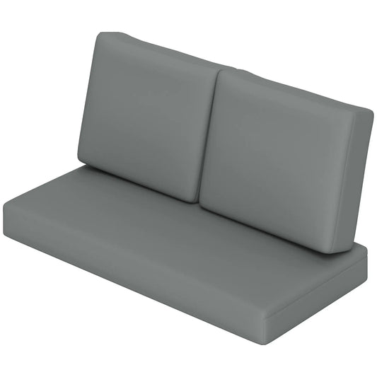 2 Seater 5" Thick Outdoor Seat Cushions, 7" Backrest, Light Grey Patio Chair Cushions Light Grey at Gallery Canada