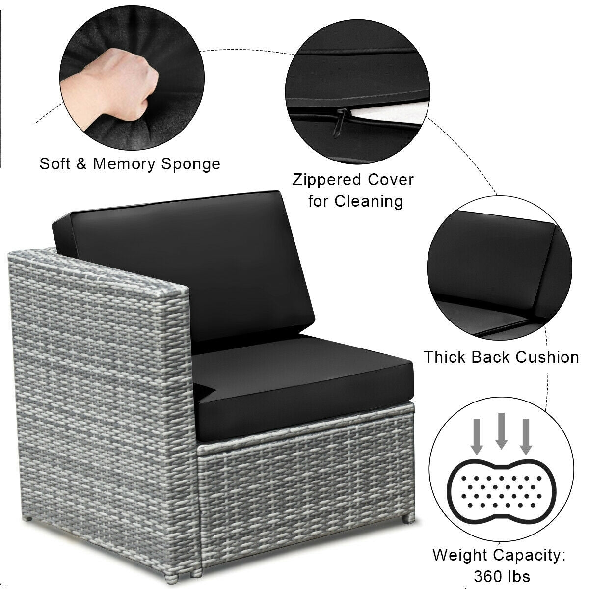 8 Piece Wicker Rattan Dining Set, With Storage Table, Black Outdoor Sectionals at Gallery Canada