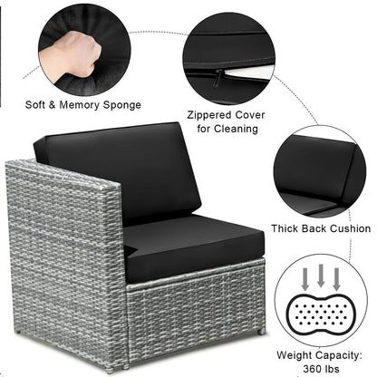 8 Piece Wicker Rattan Dining Set, With Storage Table, Black Outdoor Sectionals at Gallery Canada