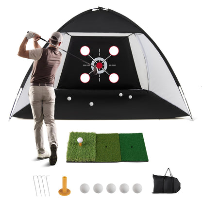 10.3 X 6.5 Ft Golf Practice Net With Foldable Tri-Turf Mat