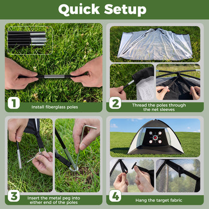 10.3 X 6.5 Ft Golf Practice Net With Foldable Tri-Turf Mat