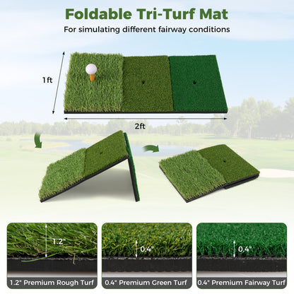 10.3 X 6.5 Ft Golf Practice Net With Foldable Tri-Turf Mat