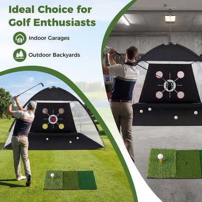 10.3 X 6.5 Ft Golf Practice Net With Foldable Tri-Turf Mat