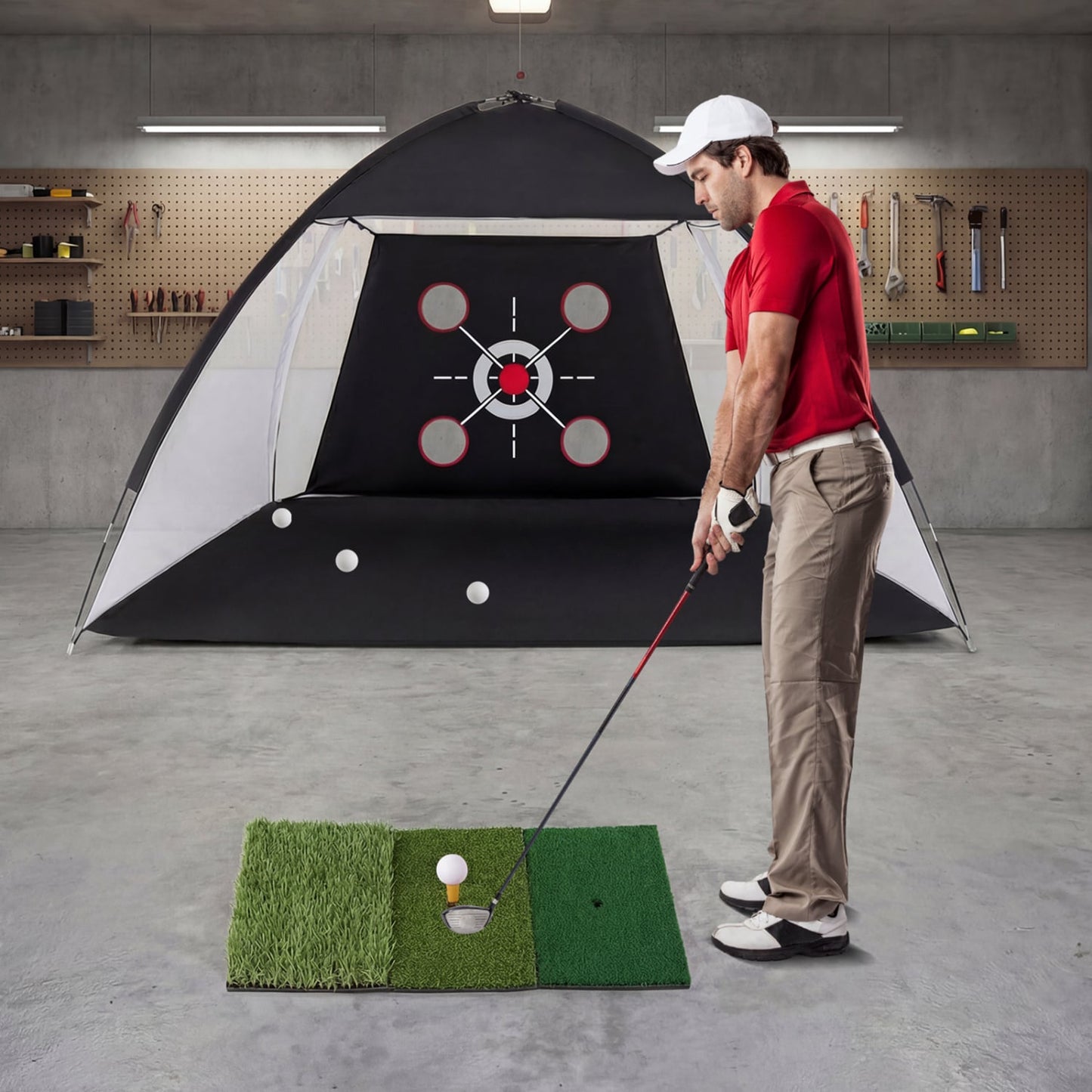 10.3 X 6.5 Ft Golf Practice Net With Foldable Tri-Turf Mat