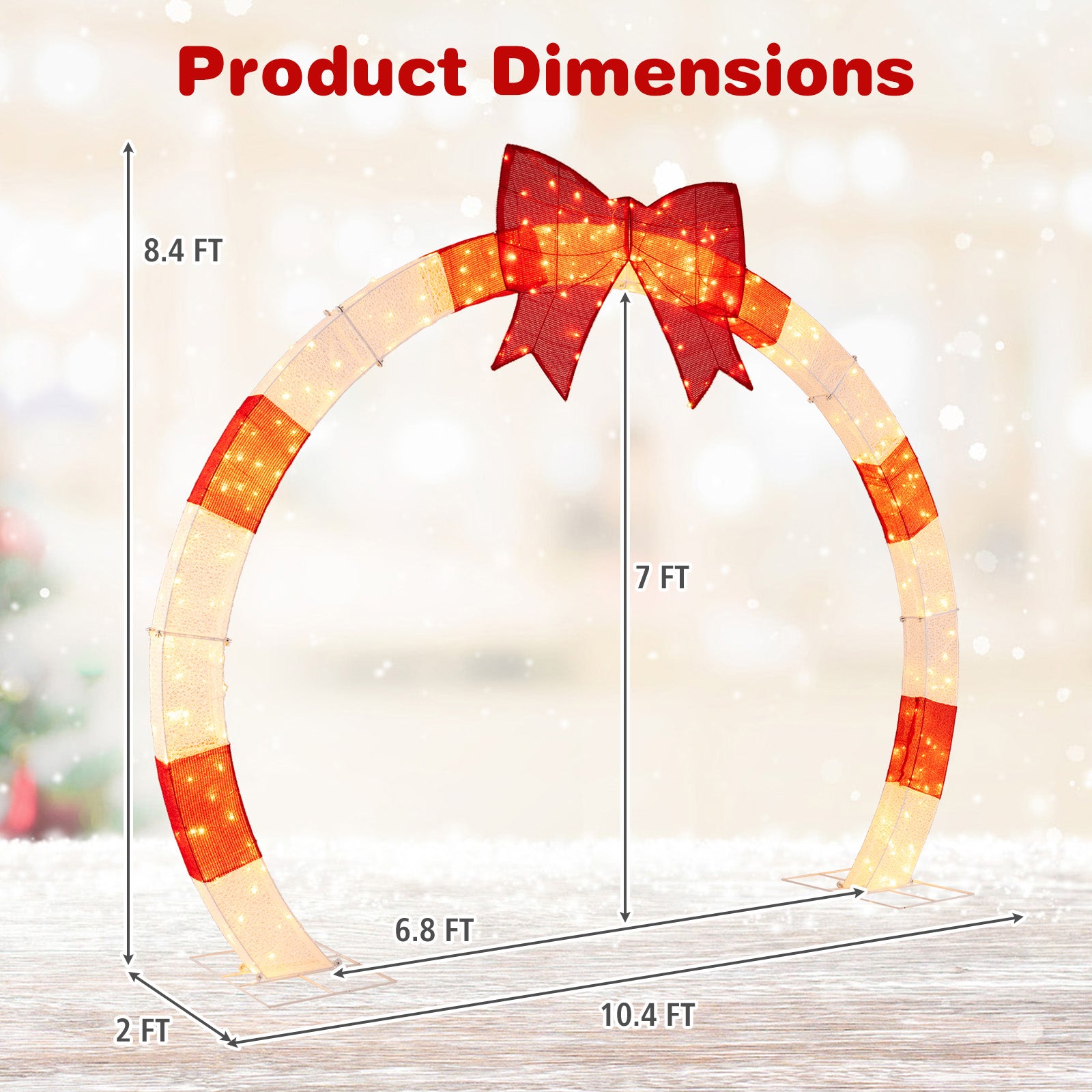 Christmas Archway With Large Bow, LED Lights, 10.4 Feet Christmas Decor & Accessories at Gallery Canada