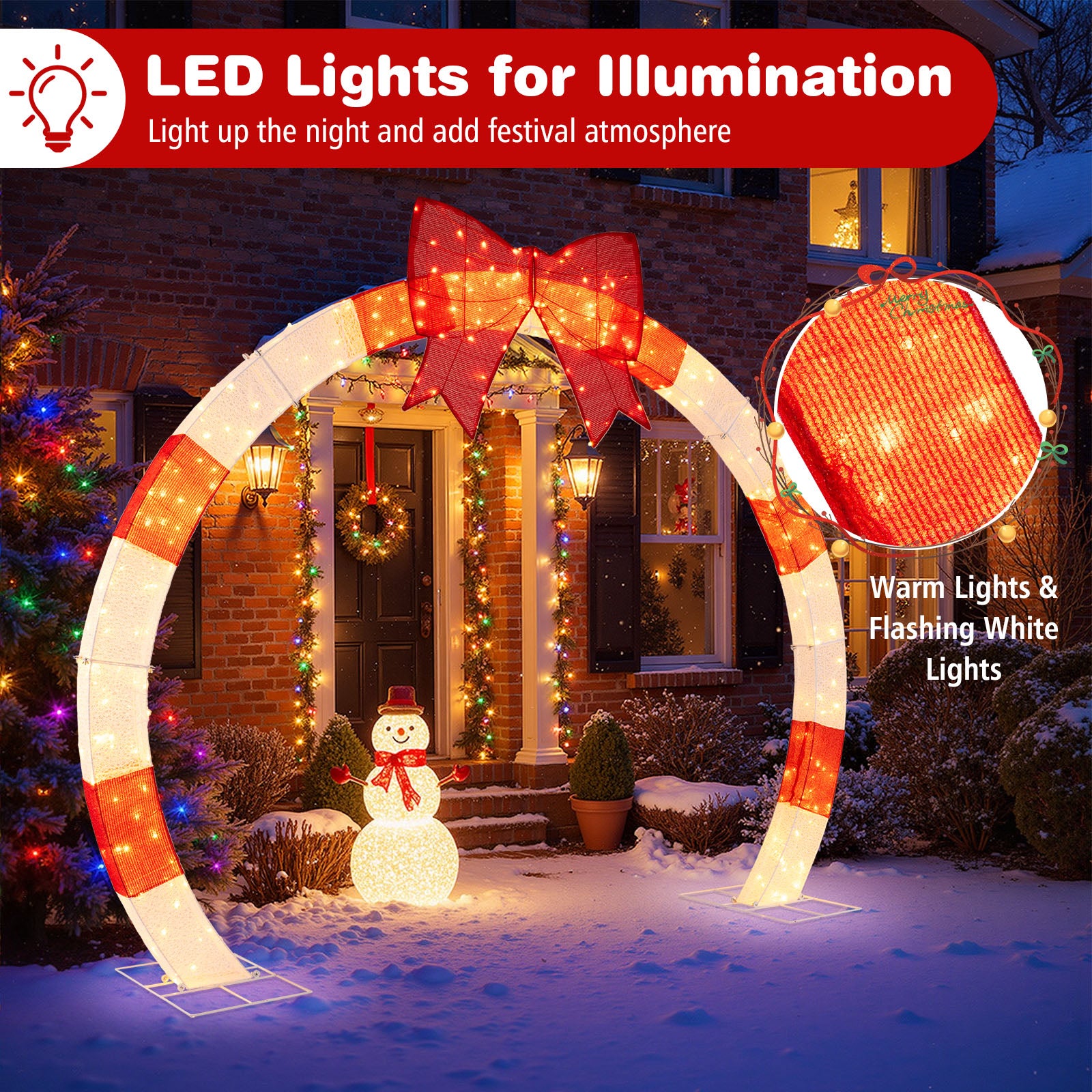 Christmas Archway With Large Bow, LED Lights, 10.4 Feet Christmas Decor & Accessories at Gallery Canada