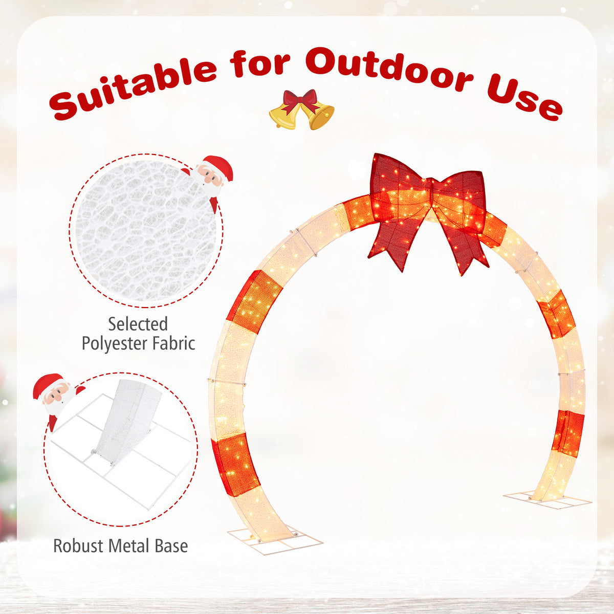 Christmas Archway With Large Bow, LED Lights, 10.4 Feet Christmas Decor & Accessories at Gallery Canada