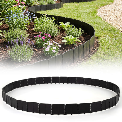 10.5 Ft 70 Pcs Garden Edging Borders, No Dig, Interlocking, Black