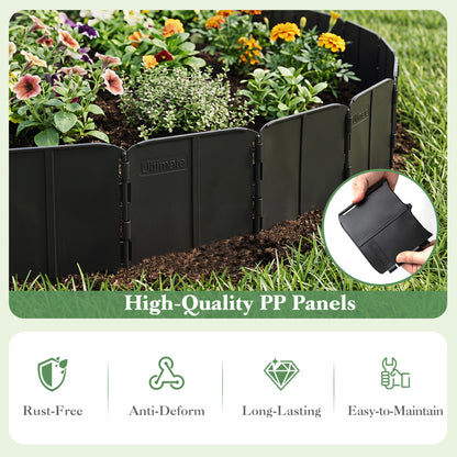 10.5 Ft 70 Pcs Garden Edging Borders, No Dig, Interlocking, Black