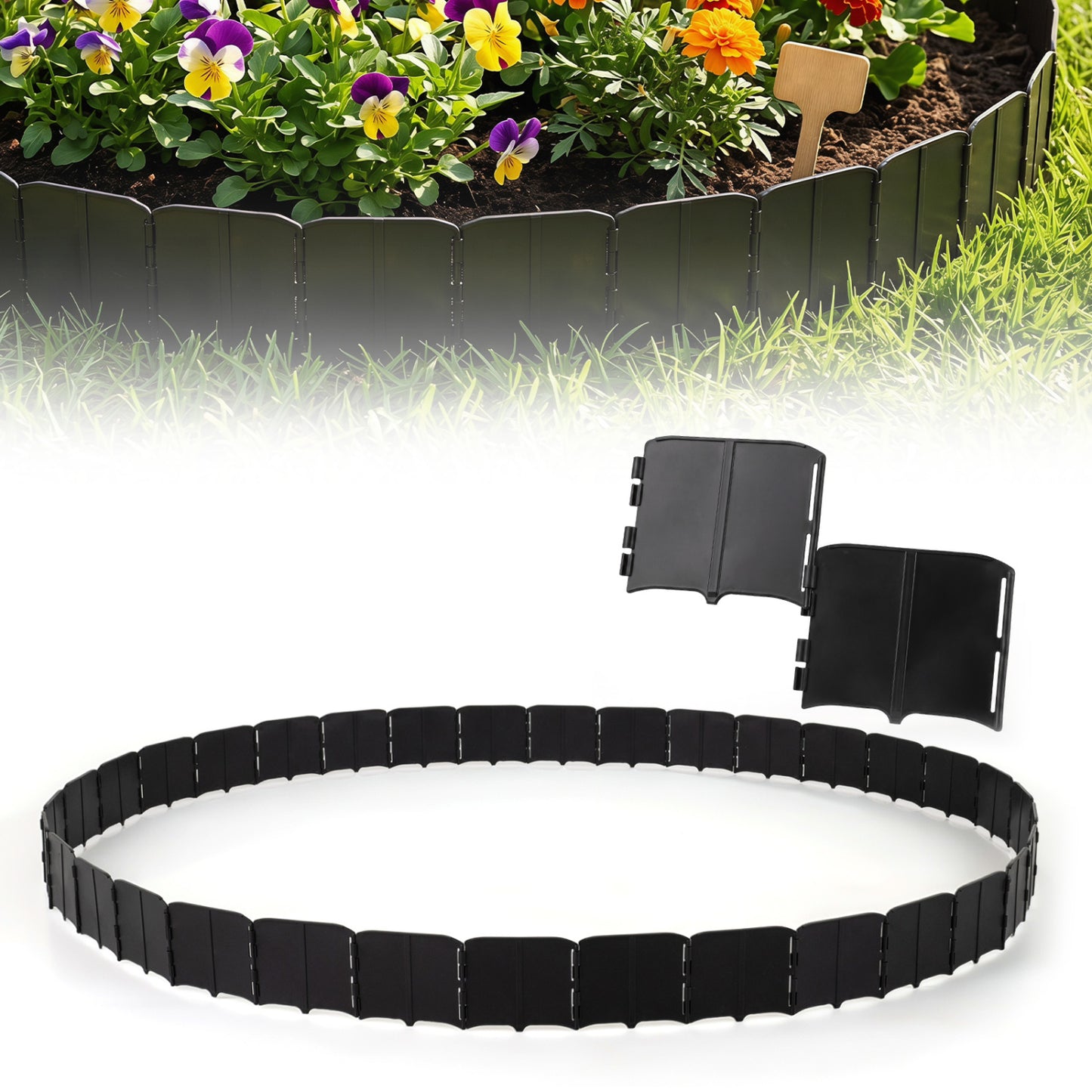 10.5 Ft 70 Pcs Garden Edging Borders, No Dig, Interlocking, Black Raised Garden Beds Black at Gallery Canada