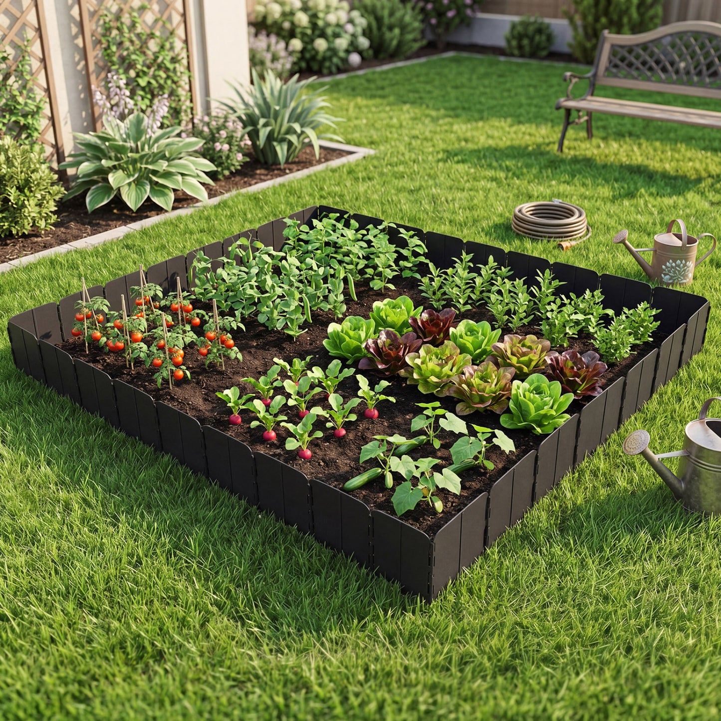 10.5 Ft 70 Pcs Garden Edging Borders, No Dig, Interlocking, Black Raised Garden Beds at Gallery Canada