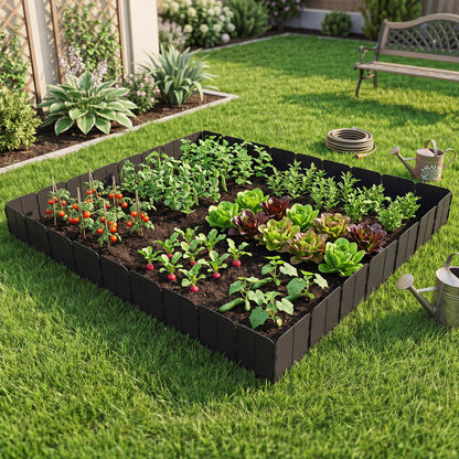 10.5 Ft 70 Pcs Garden Edging Borders, No Dig, Interlocking, Black Raised Garden Beds at Gallery Canada