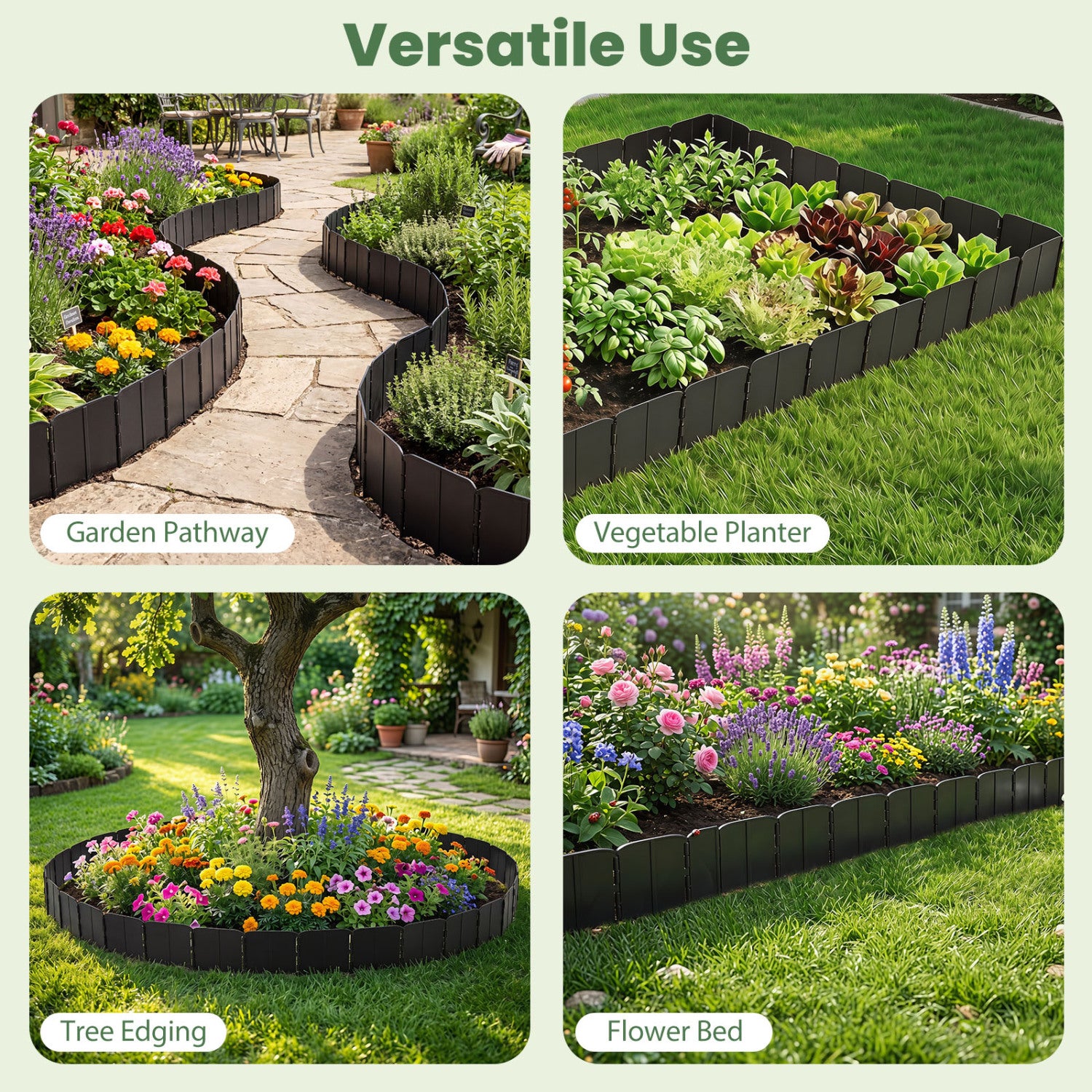 10.5 Ft 70 Pcs Garden Edging Borders, No Dig, Interlocking, Black Raised Garden Beds at Gallery Canada