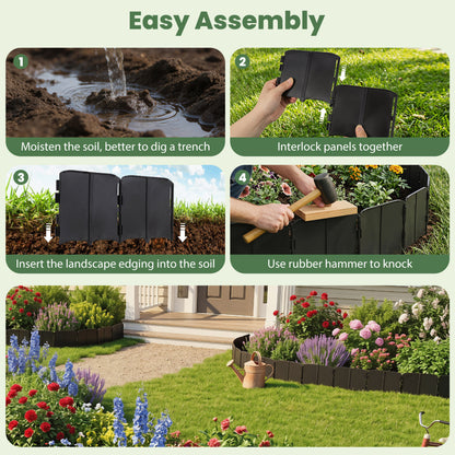 10.5 Ft 70 Pcs Garden Edging Borders, No Dig, Interlocking, Black Raised Garden Beds at Gallery Canada
