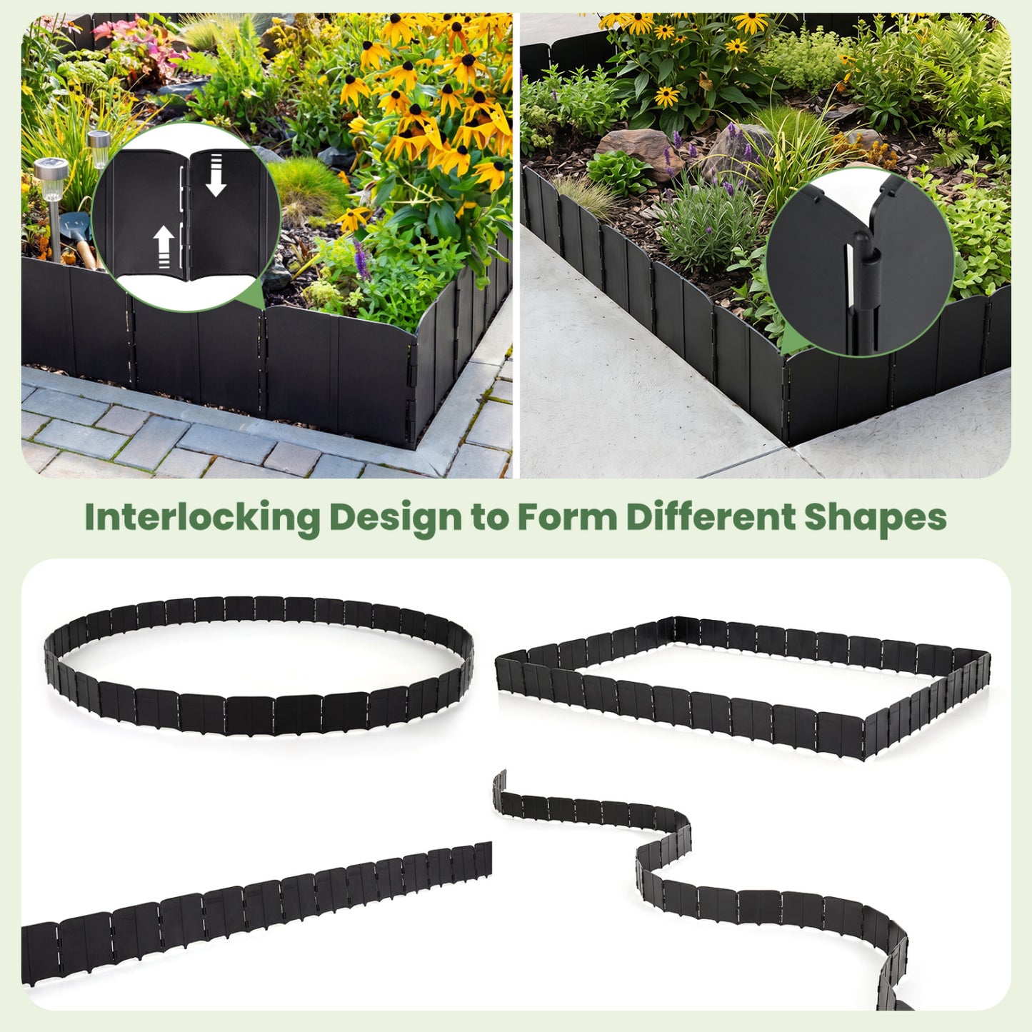 10.5 Ft 70 Pcs Garden Edging Borders, No Dig, Interlocking, Black Raised Garden Beds at Gallery Canada