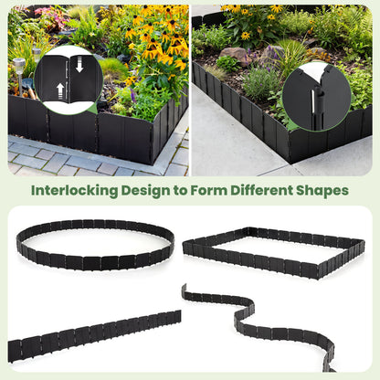 10.5 Ft 70 Pcs Garden Edging Borders, No Dig, Interlocking, Black Raised Garden Beds at Gallery Canada