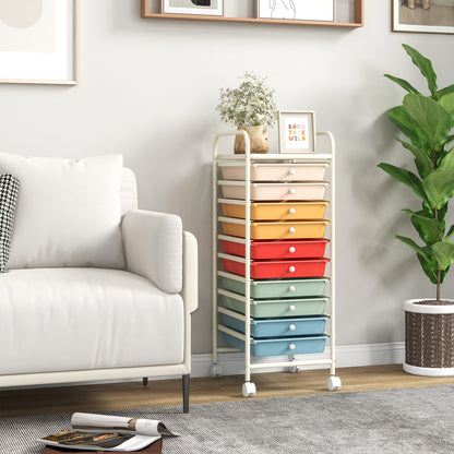 10 Drawer Rolling Storage Cart Organizer with 4 Universal Casters, Macaron Multicolor File Cabinets at Gallery Canada